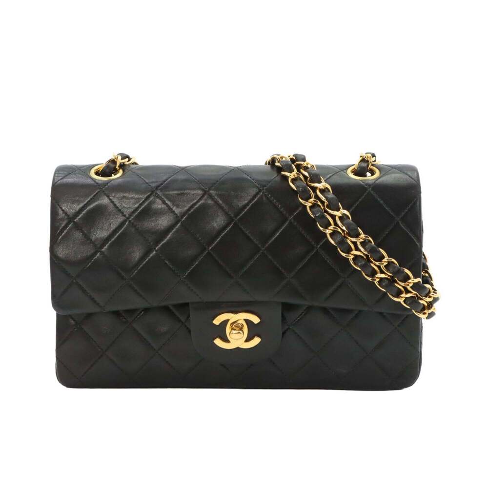 Chanel Matelasse 23 Chain Shoulder Handbag, Leather, Black, A01113, Gold Hard...
